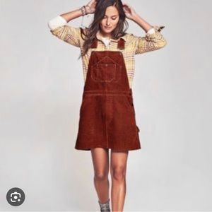 FAHERTY teakwood brown corduroy overall dress | Size M | NWT